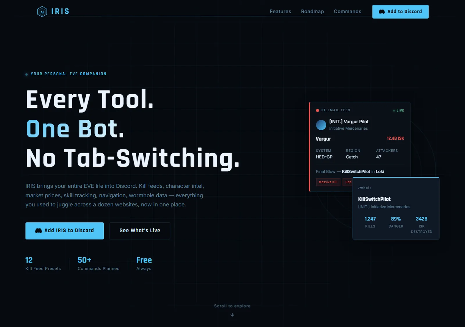 Iris landing page for EVE Online corporations